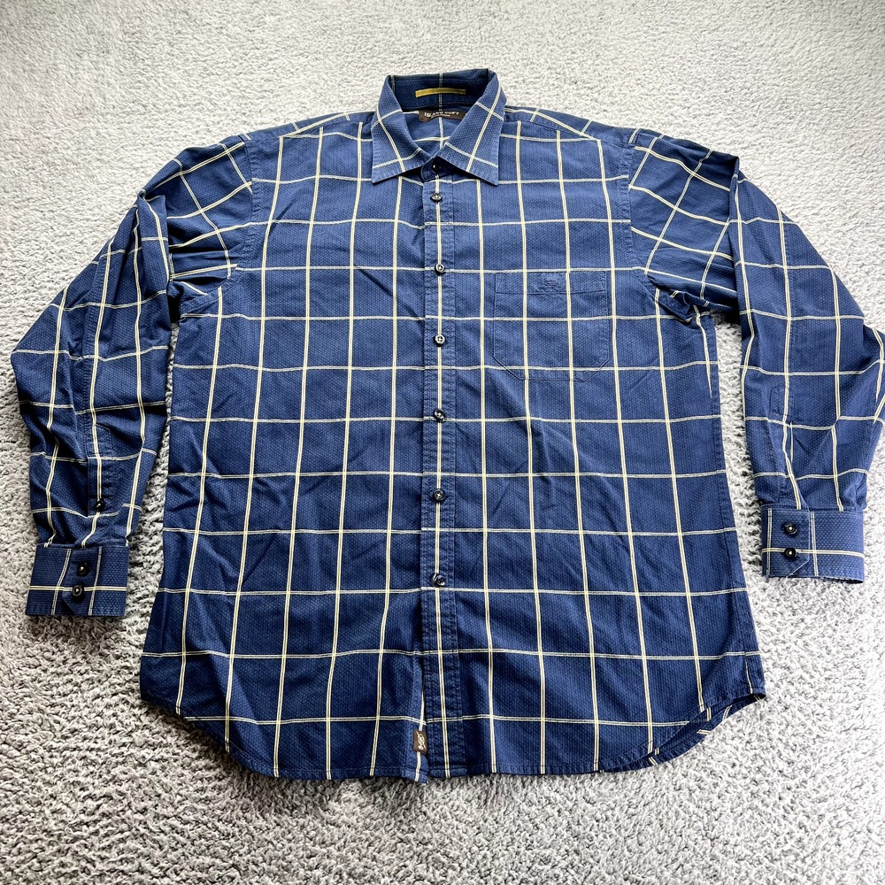 Tommy Bahama Shirt Mens Large Cotton Island Soft Long Sleeve Beach Blue